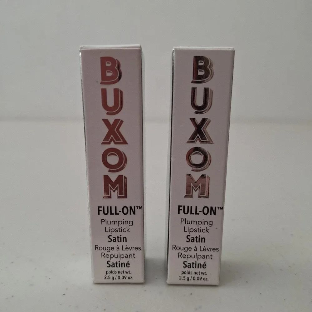 2 x Buxom CHOCO LATTE Full On Plumping Lipstick Satin .09 oz ea Full Size NIB!
